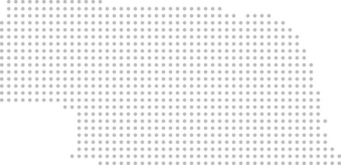 Nebraska, United States &ndash; circle dot grid vector map (Albers equal area conic projection, PPT-compatible & fully editable)