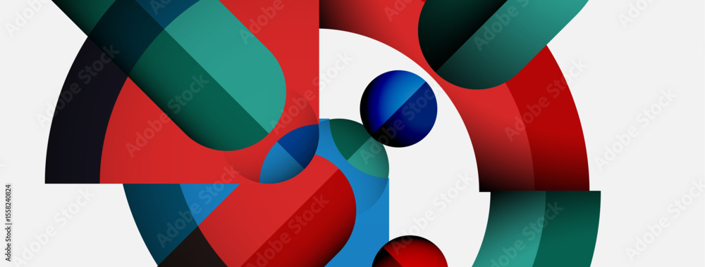 Poster abstract composition. overlapping shapes, vibrant colors, dynamic arrangement. modern design, clean 