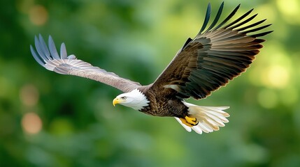 Obraz premium Bald Eagle With Spread Wings In Flight