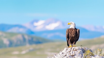 Obraz premium Bald headed eagle, side profile.