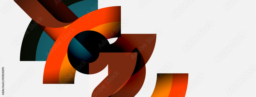 Aufkleber abstract shapes overlap, creating dynamic composition. warm colors dominate, contrasted by cooler to
