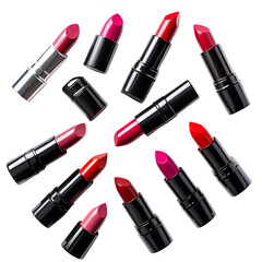 Obraz premium Many shades of lipstick beauty makeup cosmetics red pink black
