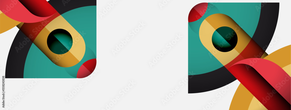Aufkleber Abstract geometric shapes, vibrant colors, modern design. Composition features overlapping elements, creating dynamic visual interest.