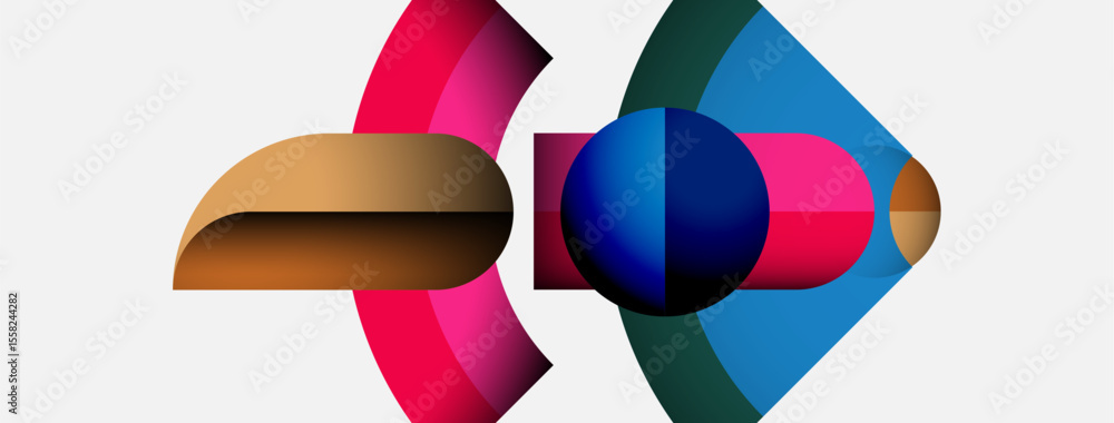 Poster Abstract shapes overlap, creating vibrant color gradients. Composition feels modern, dynamic, visually interesting. Smooth transitions define forms.