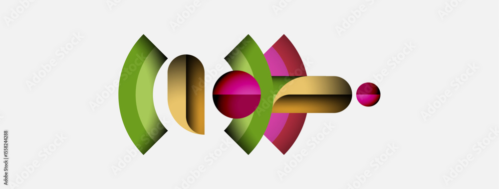 Poster Abstract graphic design features overlapping colorful shapes. Gradient hues create dynamic visual effect, modern aesthetic.