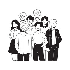 Hand-drawn various silhouettes of people. Trendy vector illustrations. Black concept.
