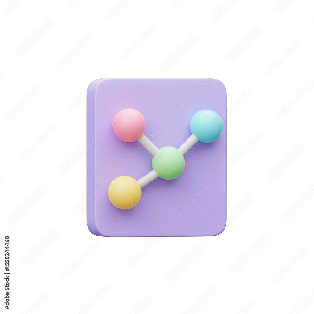 Aufkleber abstract molecule structure with colorful spheres and connections isolated on transparent background