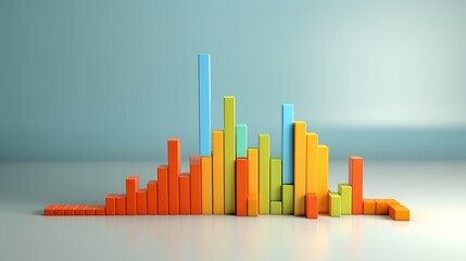 Fototapeta premium Colorful 3D Bar Graph Displaying Fluctuations, Statistics, and Trend Analysis for Data Visualization
