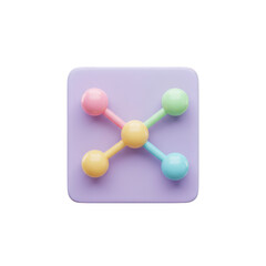 Obraz premium Abstract molecule structure with colorful spheres and connecting rods isolated on transparent background