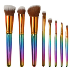 Colorful Makeup Brushes with Gradient Handles for Professional and Personal Use in Beauty and Cosmetics