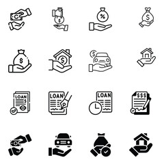 Loan icon, home loan, car loan. money transfer, finance icon.