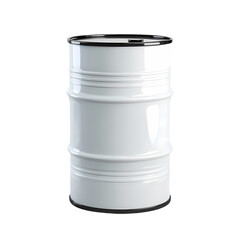 3d white metal oil barrel isolated on transparent background