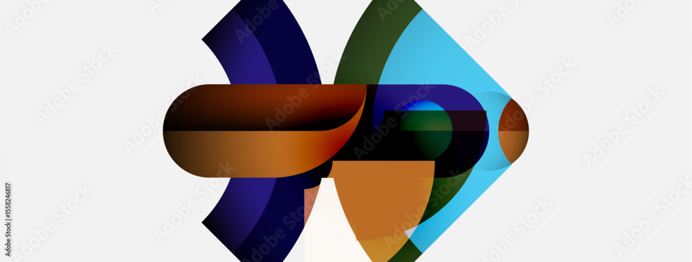 Poster Abstract shapes overlap, creating dynamic composition. Colors blend, forming fluid forms. Modern design, vibrant hues, smooth gradients.