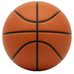 Realistic orange basketball with black lines isolated on transparent background