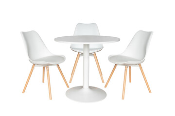 white table and chairs isolated on white background