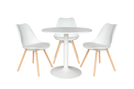 white table and chairs isolated on white background