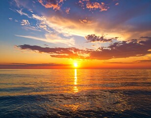 Obraz premium Dramatic sunset over calm ocean