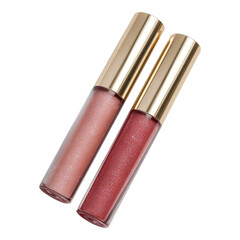 Elegant Glossy Lip Products in Gold Cap Packaging for Beauty and Makeup Promotions