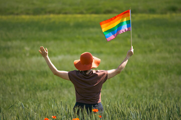 Rainbow, parade and lgbt awareness, inclusion and celebrate with sexuality