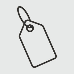 Simple outline of a blank price tag with a hole and string