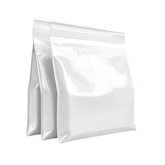 Two blank white stand-up pouches product packaging mockups
