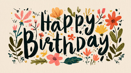 Cute background wallpaper with Happy Birthday logo and flowers
