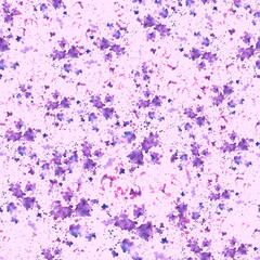 Watercolor purple and pink abstract seamless pattern with ink splashes, stains. Hand painted in watercolor spotted lilac background for fabric, wrapping paper, scrapbooking design. Isolated clipart