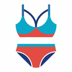 Two-Piece Swimsuit Icon Vector &ndash; Generative AI & Linocut Silhouette Design
