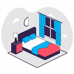 illustration for bed in a bedroom