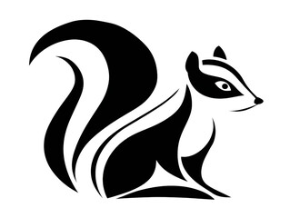 Obraz premium Striking squirrel silhouette, a bold graphic of nature's agile climber on black background