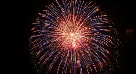 Festive fireworks illuminating the night sky with bright bursts