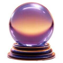 3d icon of a shiny crystal ball with purple and orange hues isolated on transparent background