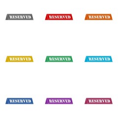 Reserved table icon isolated on white background. Set icons colorful