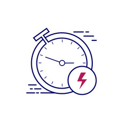 Minimalist stopwatch icon with lightning symbol, suitable for training apps, games, time management or quick features in user interfaces.