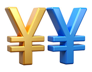 Fototapeta premium 3D Plastic Style Japanese Yen Currency Icons with Bold Shapes and Soft Highlights, Transparent Background