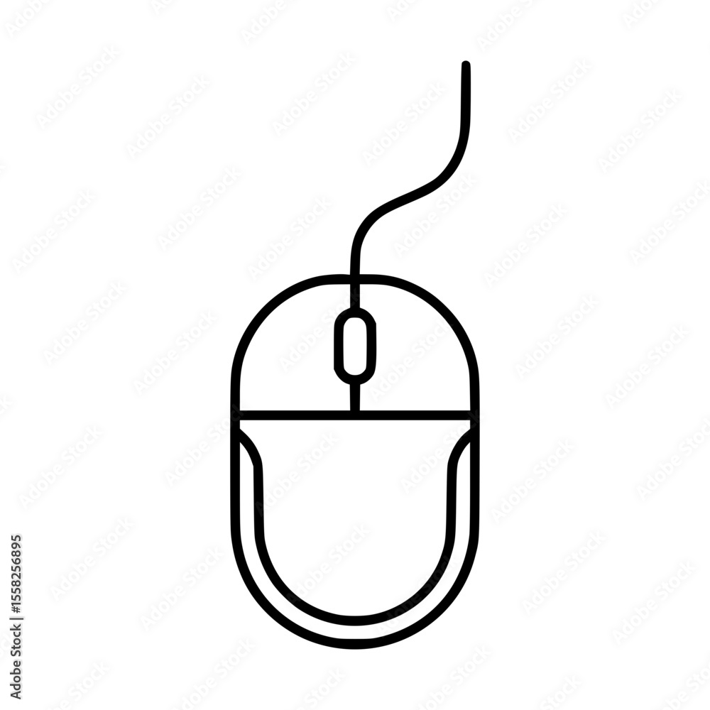 Fototapete vector outline icon of a computer mouse with wire