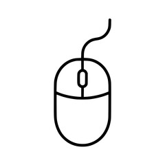 Obraz premium Outline icon of a computer mouse with cable
