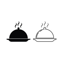 cloche icon vector dish catering design concept silhouette and outline style