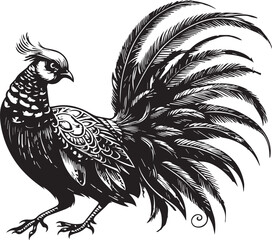 Golden Pheasant in Striking Black and White Art Print