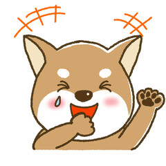 爆笑する表情の柴犬のイラスト