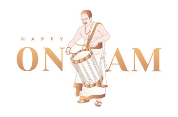 Onam festival of kerala, Onam design elements with Happy Onam typography	
