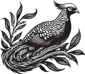 Golden Pheasant in Striking Black and White Art Print