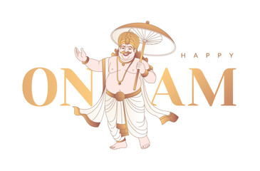 Onam festival of kerala, Onam design elements with Happy Onam typography	
