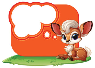 Fototapeta premium Cute Cartoon Deer with Thought Bubble