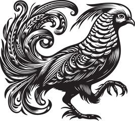 Golden Pheasant in Striking Black and White Art Print
