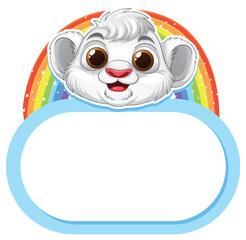 Cute Animal with Rainbow Background