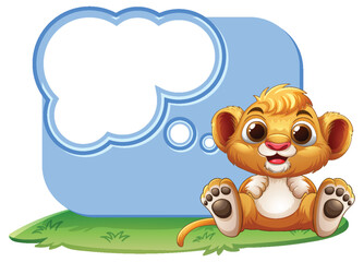 Cute Lion Cub with Speech Bubble