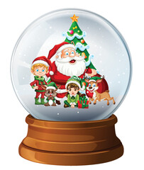 Festive Christmas Snow Globe with Santa and Elves