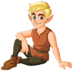  Charming Elf Sitting in Relaxed Pose © GraphicsRF