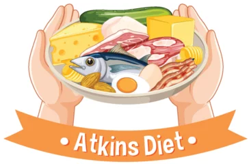  Illustration of Atkins Diet Food Plate © GraphicsRF